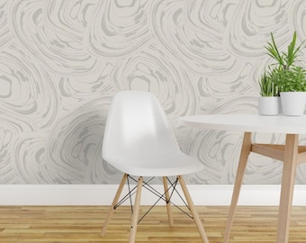 Neutral Coastal Peel and Stick Wallpaper - Abstract Nautical Beach Ocean - Removable Wall Decor Art - Oyster Shells by shellyreneedesigns