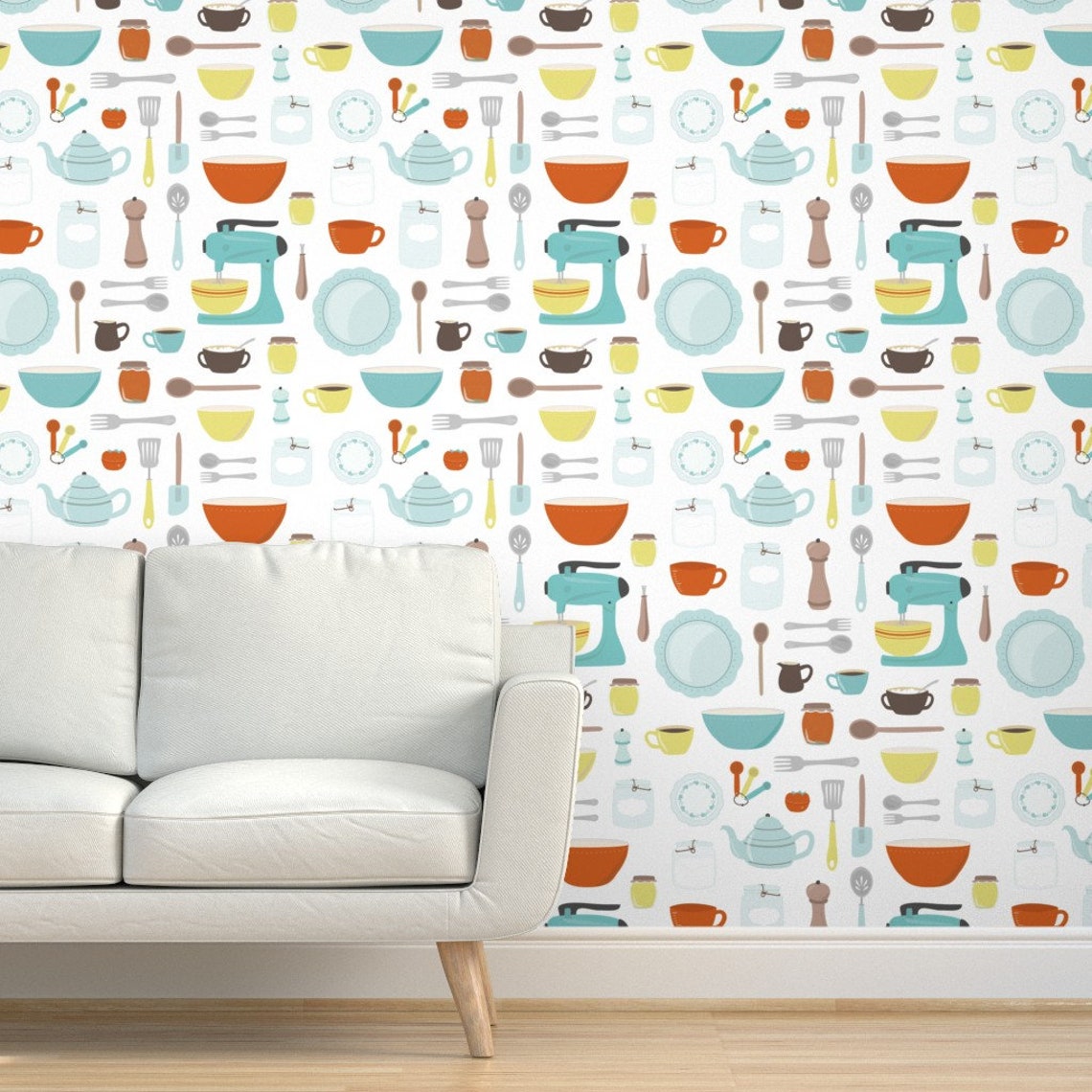 Vintage Kitchen Wallpaper My Vintage Kitchen by Etsy Canada