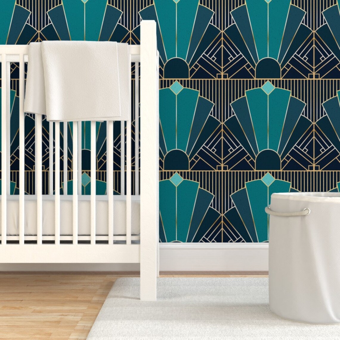 Art Deco Wallpaper Art Deco in Teal by Elysesanderson | Etsy