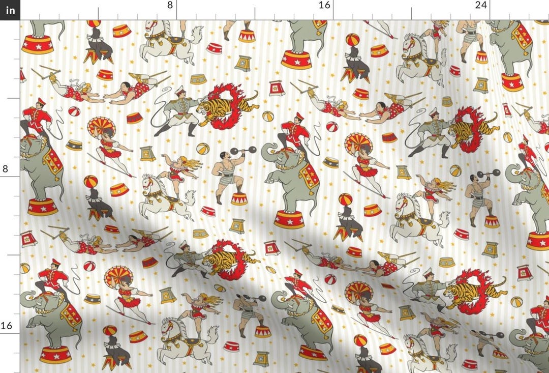 Circus Show Illustration Red Fabric - Classic Circus by Crixtina ...