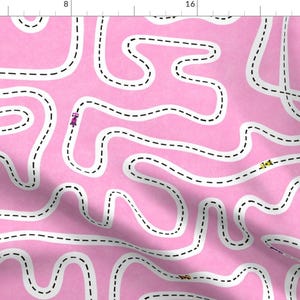 Pink Racecar Track Princess Awesome Fabric - Speed Racers By Thewellingtonboot - Princess Awesome Cotton Fabric By The Yard With Spoonflower