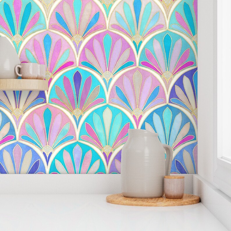 Pastel Art Deco Fabric Glamorous Twenties Art Deco Large by Etsy