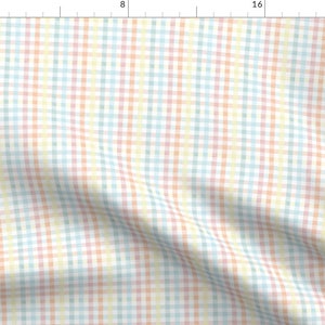 Pastel Gingham Check Fabric - Small Easter Spring Plaid Pastel Gingham By Littlearrowdesign - Cotton Fabric by the Yard with Spoonflower