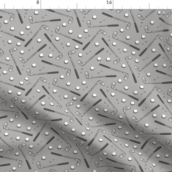 Golf Fabric - Golf Clubs - Grey By Littlearrowdesign - Little Arrow Sport Golf Country Club Quilt Cotton Fabric By The Yard With Spoonflower