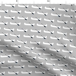 Canoe Fabric - Canoe - Canoes, Kayak, Nature, Outdoors, River, Water, Fun, Adventure - Grey Cotton Fabric By The Yard With Spoonflower