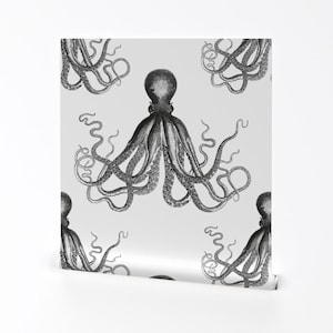 Octopus Wallpaper - Vintage Octopus Pattern By Andrea Haase Design - Custom Printed Removable Self Adhesive Wallpaper Roll by Spoonflower