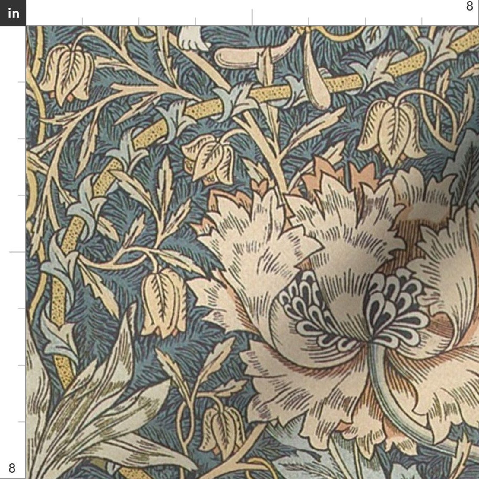 William Morris Upholstery Fabric honeysuckle by Etsy