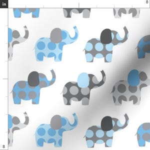 Blue + Gray Elephants Fabric - Ellie's Friends In Blue And Gray By Littlebdesigns - Elephants Cotton Fabric By The Yard With Spoonflower afbeelding 3