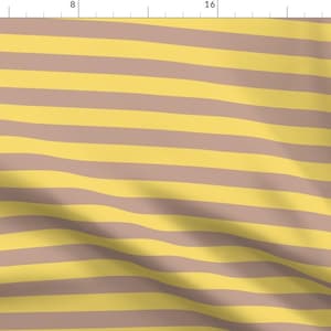 Stripes Fabric - Yellow Brown Camp 1 Inch Stripe By Caja Design - Stripes Horizontal Yellow Brown Cotton Fabric By The Yard With Spoonflower