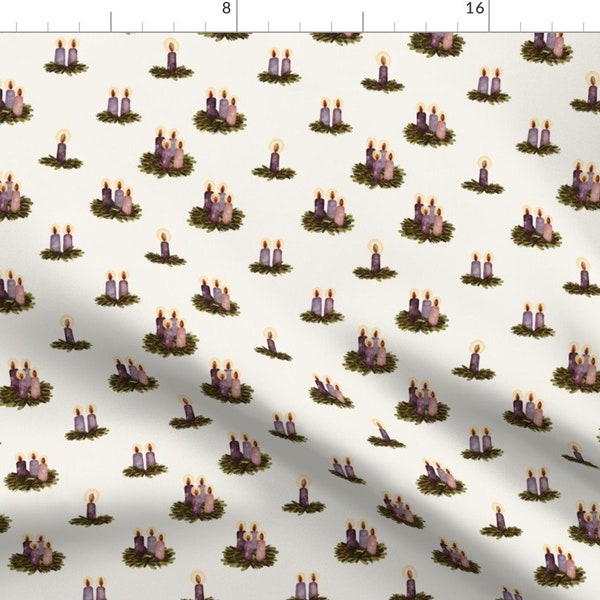 Christmas Candles Fabric - Advent Candles by thelittleroseshop - Pink Purple Blue Christmas Candle Advent Fabric by the Yard by Spoonflower