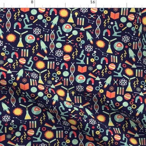 Science Fabric - Science Studies By Robyriker - Kids Navy Classroom Learning Teacher School Class Cotton Fabric By The Yard With Spoonflower