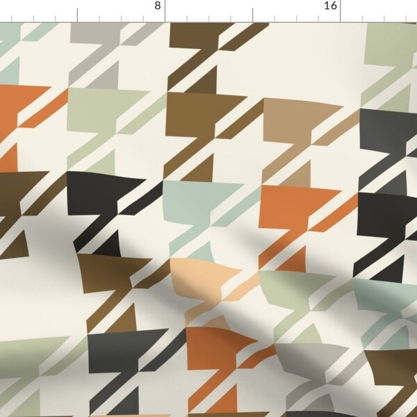 Autumn Houndstooth Fabric - Houndstooth by fernlesliestudio - Contemporary Classic Earth Tones Sage Green Fabric by the Yard by Spoonflower