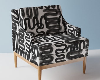 Graffiti Scribble Upholstery Fabric- Graffiti Squiggle by danika_herrick - Bold Graphic Black White  Fabric By The Yard With Spoonflower