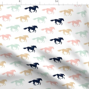 Wild Horse Fabric - Multi Wild Horses || The Briar Woods Collection By Littlearrowdesign - Horse Cotton Fabric By The Yard With Spoonflower