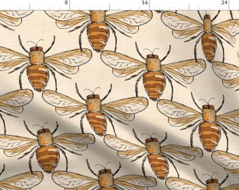 Bumble Bees Fabric - Bees By Laurawrightstudio - Inset Bugs Wings Spring Summer Cotton Fabric By The Yard With Spoonflower