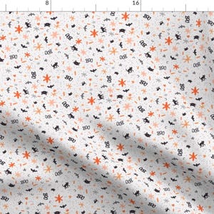 Halloween Party Fabric - Halloween Confetti Tiny by shelbyallison - Black Cat Bat Orange Gray Boo October Fabric by the Yard by Spoonflower