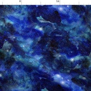 Blue Black Space Galaxy Fabric - Galaxy A By Dinaramay - Galaxy Cotton Fabric By The Yard With Spoonflower