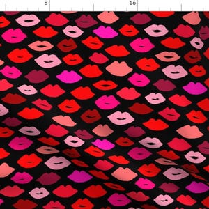 Valentine Kiss Fabric - Lips Lipstick Kisses Beauty Makeup Fashion Girly By Andrea Lauren - Kiss Cotton Fabric By The Yard With Spoonflower