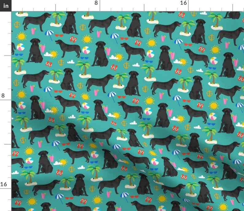 Black Lab Fabric Black Lab Labrador Retriever Beach Summer Etsy
