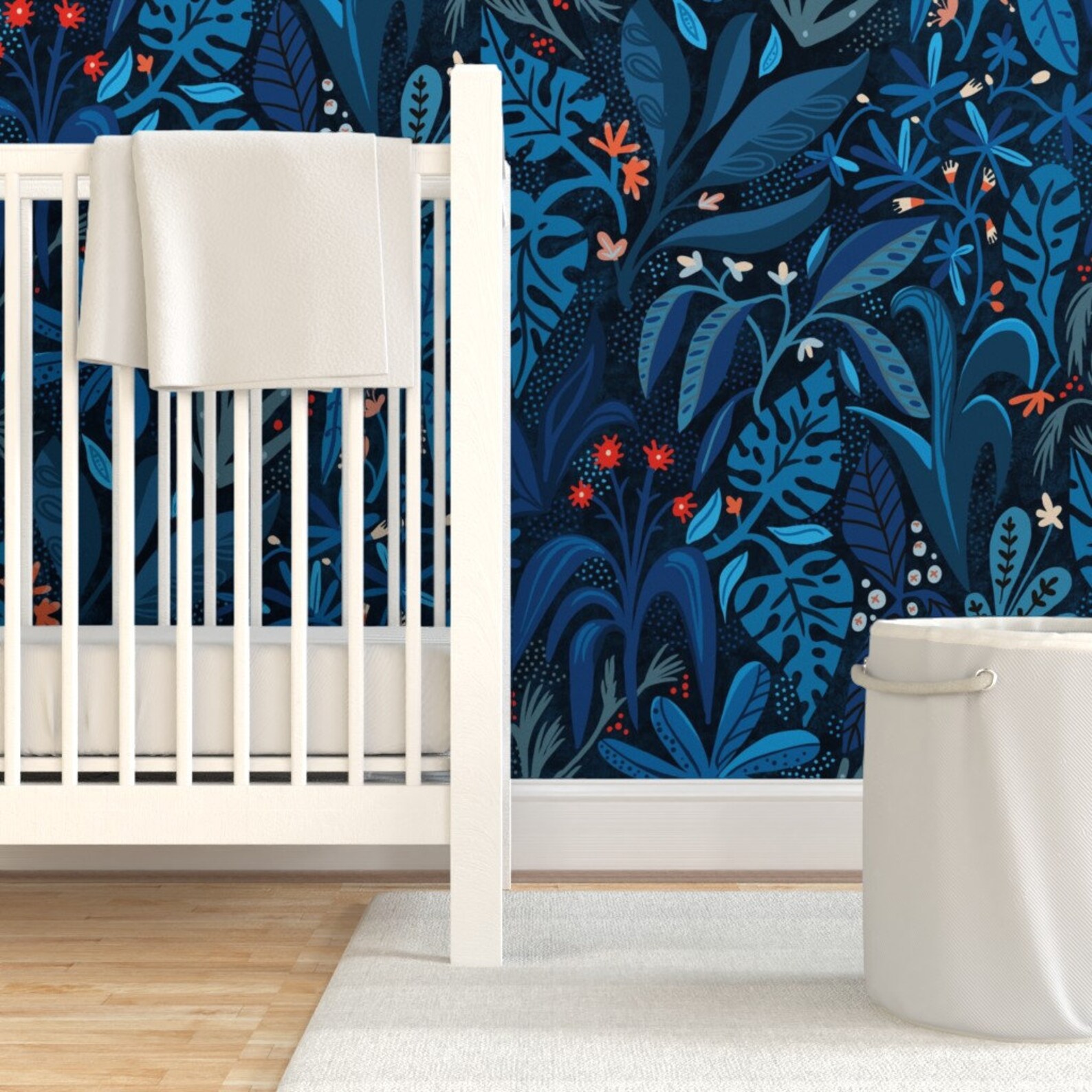 Jungle Wallpaper Jungle Nights by Creativeinchi blue Black Etsy