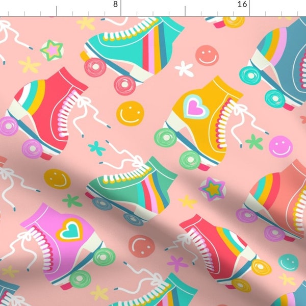 Roller Skates Fabric - Medium - Roller Skater Kidult - Rainbow Style 1. Vibrant by dominique_vari - Retro Fabric by the Yard by Spoonflower