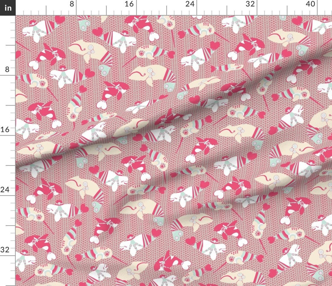 Pink Whale Fabric Kawaii Steampunk Whales 2 by Eclectic Etsy