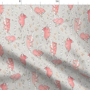 Girl Nursery Fabric - Birch Bears (Small) Blush By Nouveau Bohemian  Girl Nursery Woodland Animal Cotton Fabric By The Yard With Spoonflower