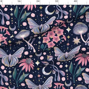 Whimsical Butterfly Fabric - Witch Dreams by marketa_stengl - Gothic Witch Dreams Mushrooms Mystic Fabric by the Yard by Spoonflower image 2