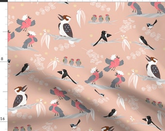 Australian Birds Fabric - Aussie Bush Acapella By Pinky Wittingslow - Australia Native Nature Cotton Fabric By The Yard With Spoonflower