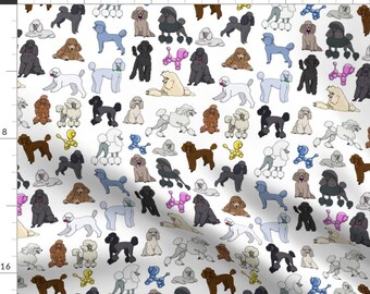 Poodles Fabric - Poodles White By Creativeworksstudios - Pets Dogs Balloon Animals Illustration Cotton Fabric By The Yard With Spoonflower