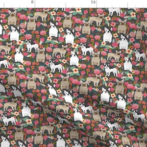 Floral Frenchie Fabric - French Bulldog Florals Fabric By Petfriendly- Spring Floral Dog Lover Cotton Fabric By The Yard With Spoonflower