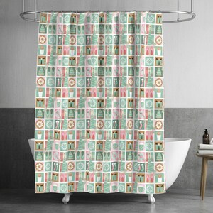 Christmas Patchwork Extra Wide Sateen Fabric Winter Holiday Pink Green Cozy Hygge Fabric By The Yard Cozy Winter Holiday by wolflingblue image 5