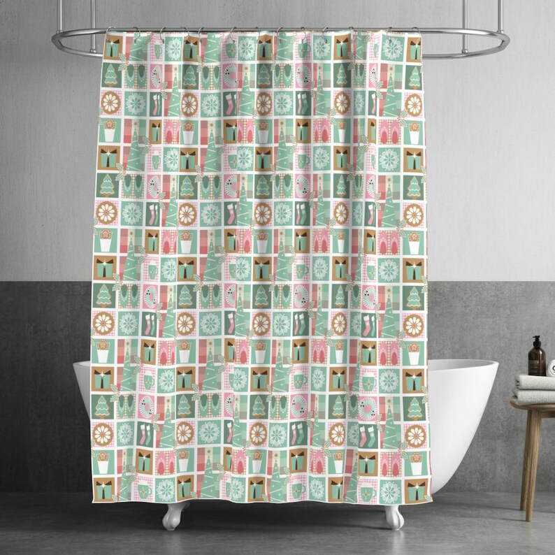 Christmas Patchwork Extra Wide Sateen Fabric Winter Holiday Pink Green Cozy Hygge Fabric By The Yard Cozy Winter Holiday by wolflingblue image 5