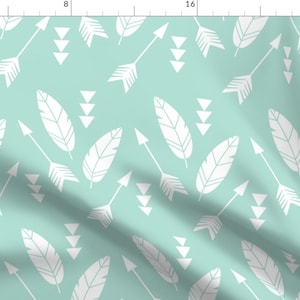 Feathers And Arrows Fabric - Bohemian Feathers And Arrows By Bluelela - Boho Feathers Arrows Blue Cotton Fabric By The Yard With Spoonflower