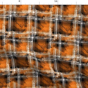 Autumn Plaid Fabric - Orange Fall Grunge Plaid By Hipkiddesigns - Autumn Color Plaid Home Decor Cotton Fabric By The Yard With Spoonflower