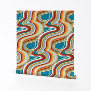 Psychedelic Swirl Removable Peel and Stick Wallpaper - Waves 70s Flower Power Trippy Retro  - Wall Art Wall Decor - 70s Groove by appleyards