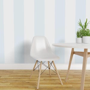 Stripe Peel and Stick Wallpaper - Soft Colors Pastel Blue Wide Large Stripe - Removable Wall Decor Art - Pale Blue And White by ellencarroll image 1