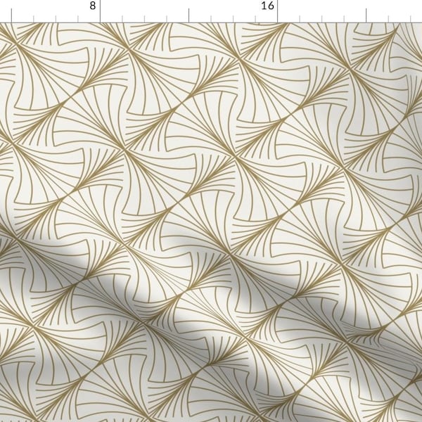 Art Deco Geometric Fabric - Round Wave Gold by anvil_studio - Vintage Abstract Glamorous 1920s Fabric by the Yard by Spoonflower