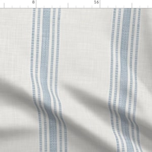 Blue Ticking Stripe Fabric - French Provincial by kittenlane - French Farmhouse Country Rustic Neutral Fabric by the Yard by Spoonflower afbeelding 1