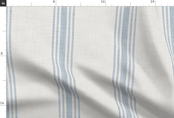 Blue Ticking Stripe Fabric - French Provincial by kittenlane - French Farmhouse Country Rustic Neutral Fabric by the Yard by Spoonflower
