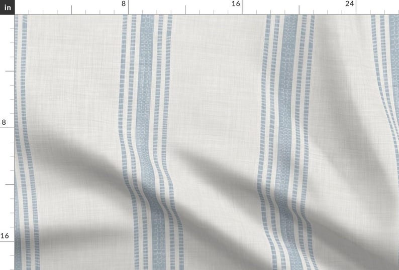 Blue Ticking Stripe Fabric - French Provincial by kittenlane - French Farmhouse Country Rustic Neutral Fabric by the Yard by Spoonflower afbeelding 1