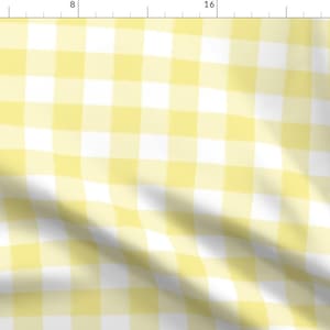 Yellow Gingham Plaid Fabric - Small Yellow Buffalo Check Gingham By Sugarfresh - Yellow Gingham Cotton Fabric By The Yard With Spoonflower