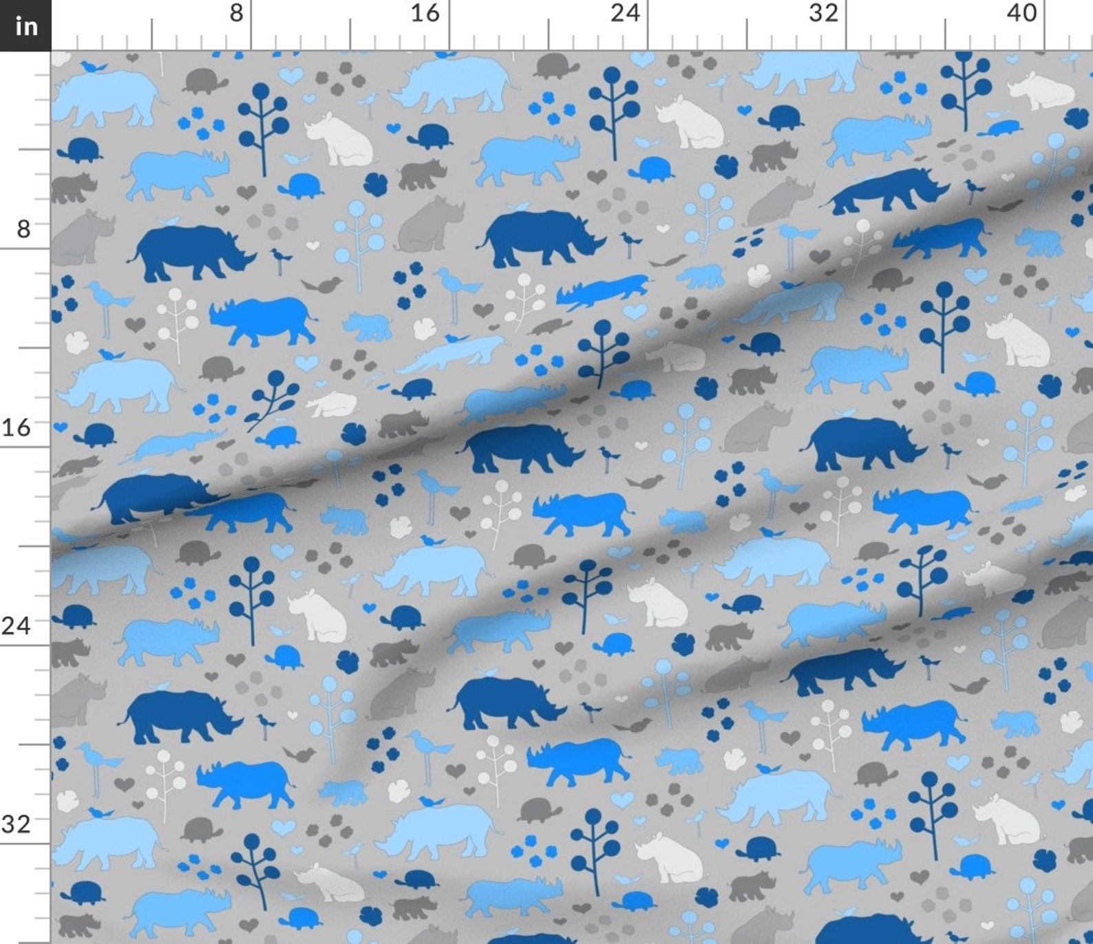 Baby Rhino Fabric Rhinos and Friends by Sugarpinedesign Etsy