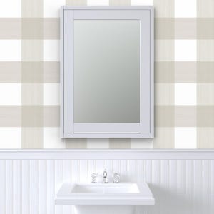 Behang met buffelruitpatroon - Putty 6" Buffalo Plaid van Danika Herrick - Op maat bedrukte, verwijderbare, zelfklevende behangrol van Spoonflower afbeelding 8