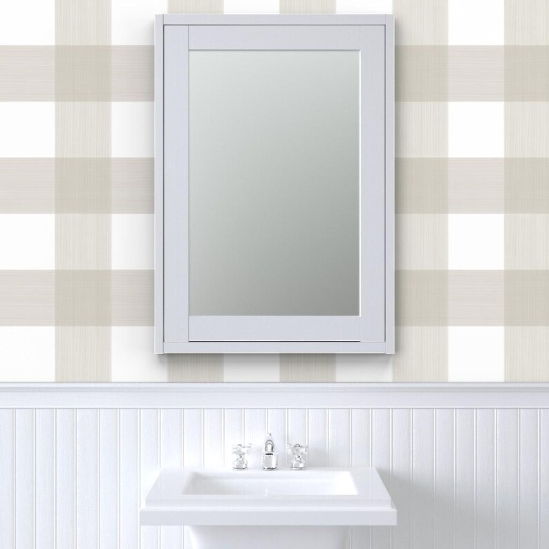 Behang met buffelruitpatroon - Putty 6" Buffalo Plaid van Danika Herrick - Op maat bedrukte, verwijderbare, zelfklevende behangrol van Spoonflower afbeelding 8
