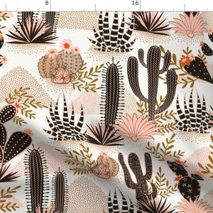 Western Fabric - Home On The Range By Garabateo - Blush Pink Cactus Desert Agave Beige Neutral Cotton Fabric By The Yard With Spoonflower