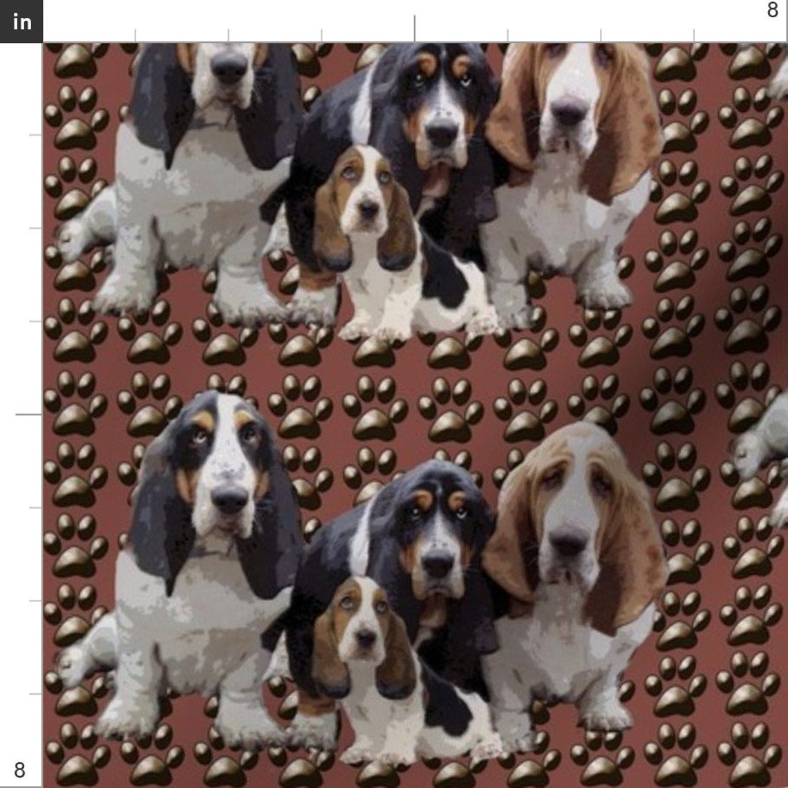 Basset Hound Fabric Basset Hounds Group by Dogdaze Basset Etsy