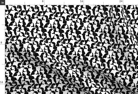 Women Apparel Fabric - Girls by analinea - Feminine Black White Modern Small Scale Female Feminist Clothing Fabric by Spoonflower