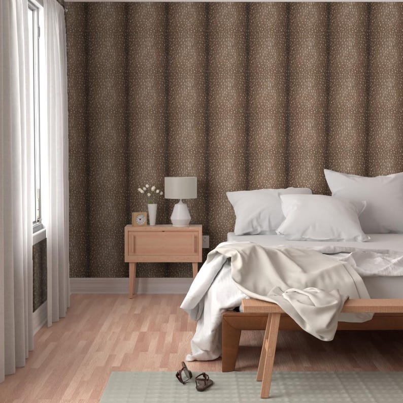 Deer Wallpaper - Silky Faux Deer Hide By Thinlinetextiles - Country Rustic Chic Axis Removable Self Adhesive Wallpaper Roll by Spoonflower image 5