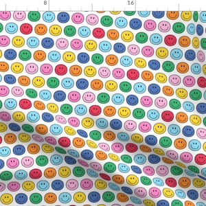 Smileys Fabric - Rainbow Happy Face by misstiina - Doodles Kids Classroom Education Back To School Happy Fabric by the Yard by Spoonflower